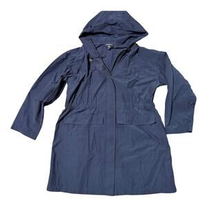 Eileen Fisher Navy Hooded Lightweight Jacket Size XL